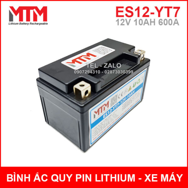 Bình ắc quy pin lithium xe máy 12V 10Ah 600A ES12YT7 7