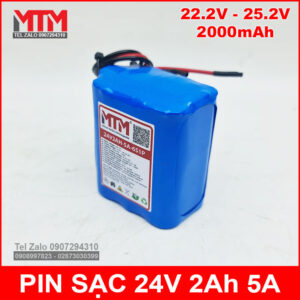 Pin sạc 24V 2Ah 5A 6S MTM 11