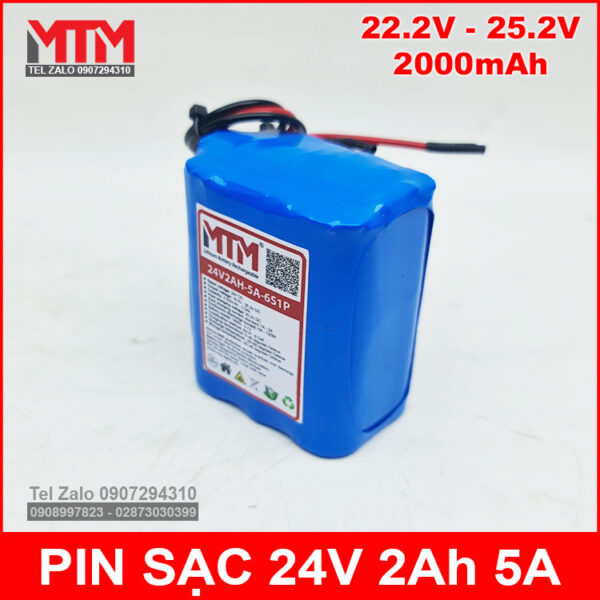 Pin sạc 24V 2Ah 5A 6S MTM 5