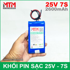 Khối pin 25V 2.6Ah 7S 65A MTM kèm sạc 16