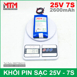 Khối pin 25V 2.6Ah 7S 65A MTM kèm sạc 15