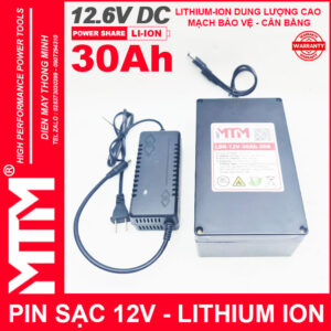 Box pin sạc lithium 12V 30000mAh 30A MTM kèm sạc 18