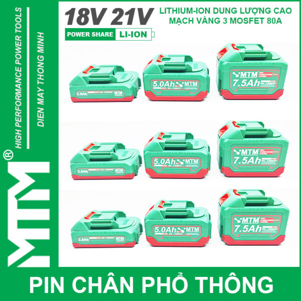 Pin chân phổ thông Makita 18V 21V 2.5Ah 5 cell mạch 80A led báo pin chống sốc - Cell EVE 25P 10