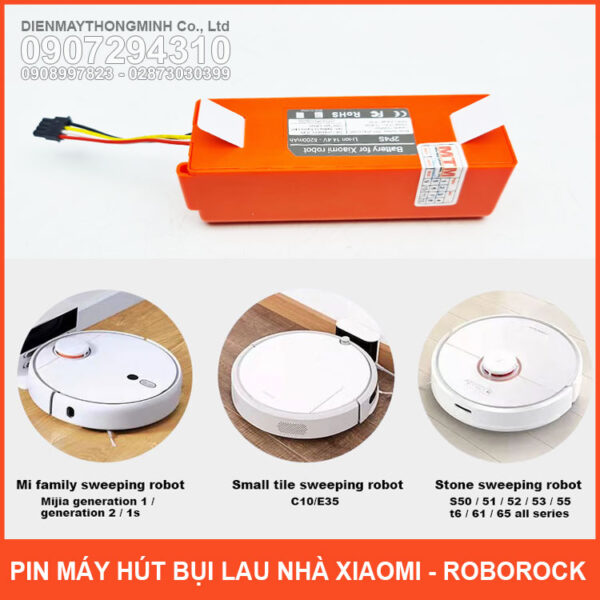 Pin robot hút bụi Xiaomi Roborock S5 S6 S7 Seri - 14.4V 5200mAh 7