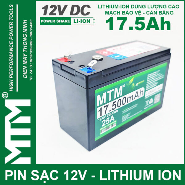 Pin đèn quạt tích điện 12V 17500mAh MTM - chống nước 4