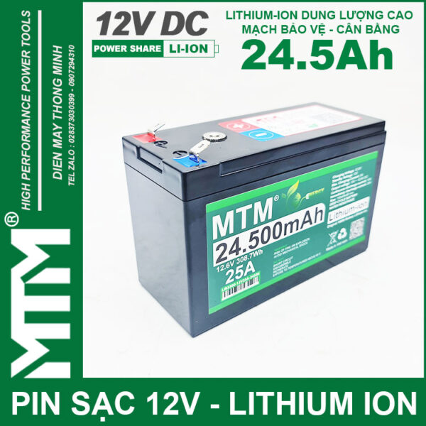 Pin đèn quạt tích điện 12V 24500mAh MTM - chống nước 3