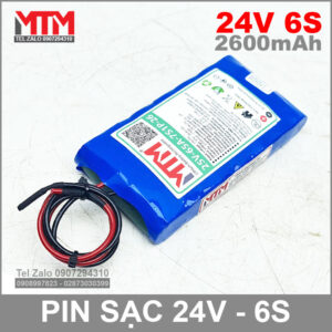 Khối pin 24V 2.6Ah 6S 65A MTM kèm sạc 19