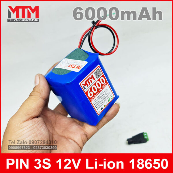 Khối pin sạc 12V 6Ah 5A 3S MTM kèm sạc 3