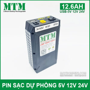 Pin sạc dự phòng USB-5V 12V 24V 12600mAh MTM kèm sạc 12