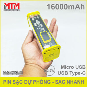 Sạc dự phòng 16000mAh 8 cell 22.5W - sạc nhanh 15