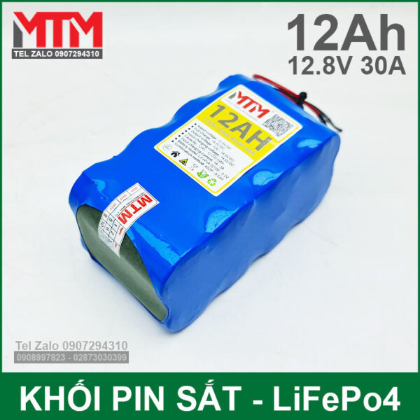 Khối pin sắt 12.8V 12Ah 4S LiFePo4 chịu tải tối đa 30A 3