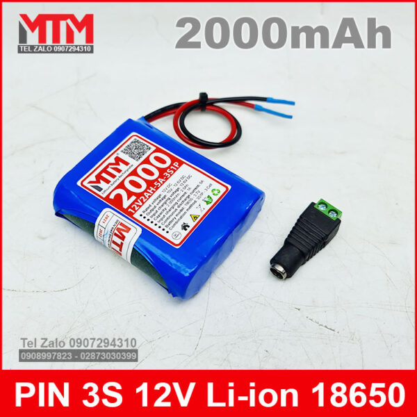 Khối pin sạc 12V 2Ah 5A 3S MTM kèm sạc 5