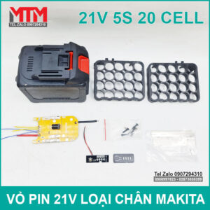 Vỏ pin Makita 18V 21V 20 cell kèm báo pin mạch sạc bảo vệ 80A 10