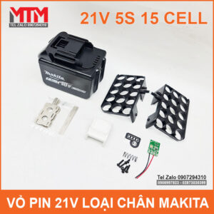 Vỏ pin Makita 18V 21V 15 cell kèm báo pin mạch sạc bảo vệ 80A 17