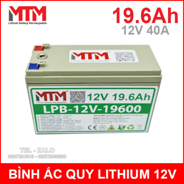 Bình ắc quy pin lithium 12V 19600mah 40A MTM 3