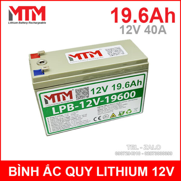 Bình ắc quy pin lithium 12V 19600mah 40A MTM 5