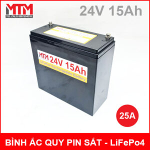 Bình ắc quy pin sắt LiFePo4 24V 15Ah 25A 11