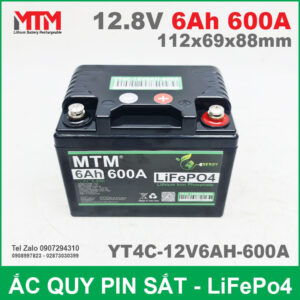 Bình ắc quy pin xe máy 12.8V 6Ah 600A MTM YT4C-12V6AH-600A 12