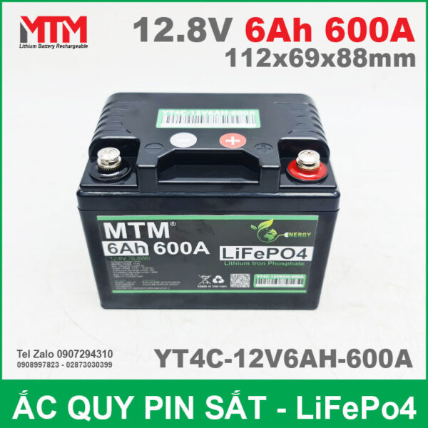 Bình ắc quy pin xe máy 12.8V 6Ah 600A MTM YT4C-12V6AH-600A 6