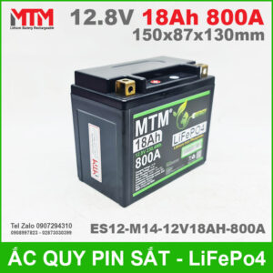 Bình ắc quy pin xe máy 12.8V 18Ah 800A MTM ES12-M14-12V18AH-800A 13