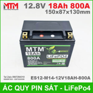 Bình ắc quy pin xe máy 12.8V 18Ah 800A MTM ES12-M14-12V18AH-800A 14