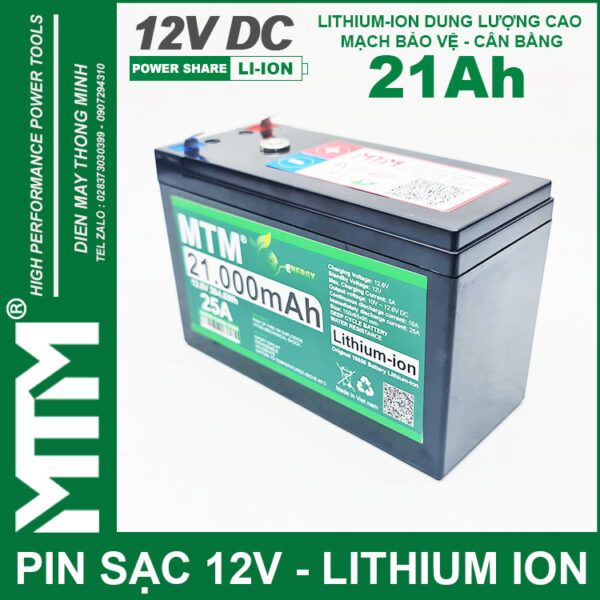 Pin đèn quạt tích điện 12V 21000mAh MTM - chống nước 5