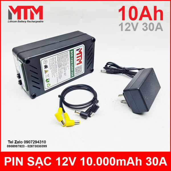 Box pin sạc lithium 12V 10000mAh 30A MTM 6