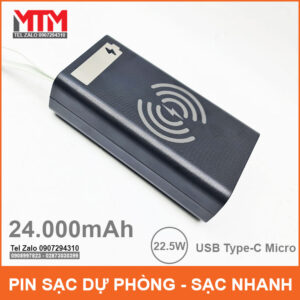 Pin dự phòng 24000mAh sạc không dây 12 Cell 17