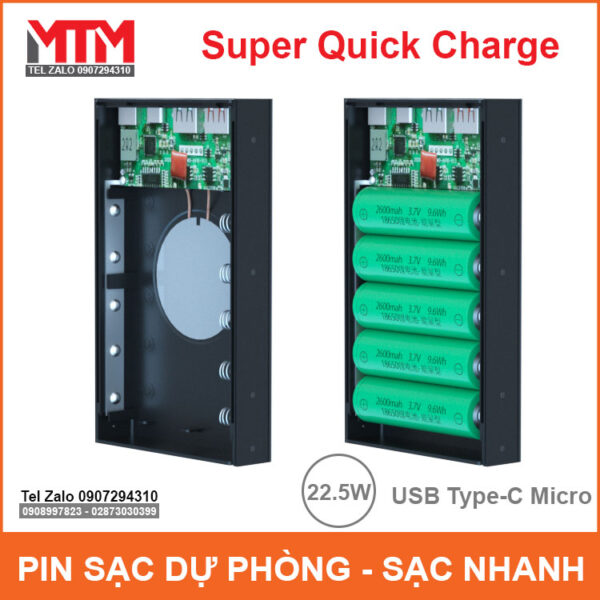 Pin dự phòng 10000mAh sạc nhanh không dây 5 Cell 8