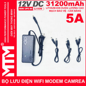 Bộ lưu điện wifi modem camera khóa cửa từ đèn quạt DC USB 9V12V 31200mAh 5A MTM - Mini UPS DC USB 9V 12V 18