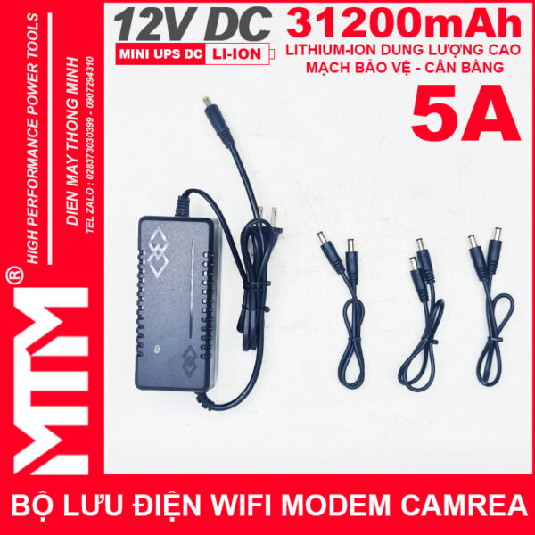 Bộ lưu điện wifi modem camera khóa cửa từ đèn quạt DC USB 9V12V 31200mAh 5A MTM - Mini UPS DC USB 9V 12V 5