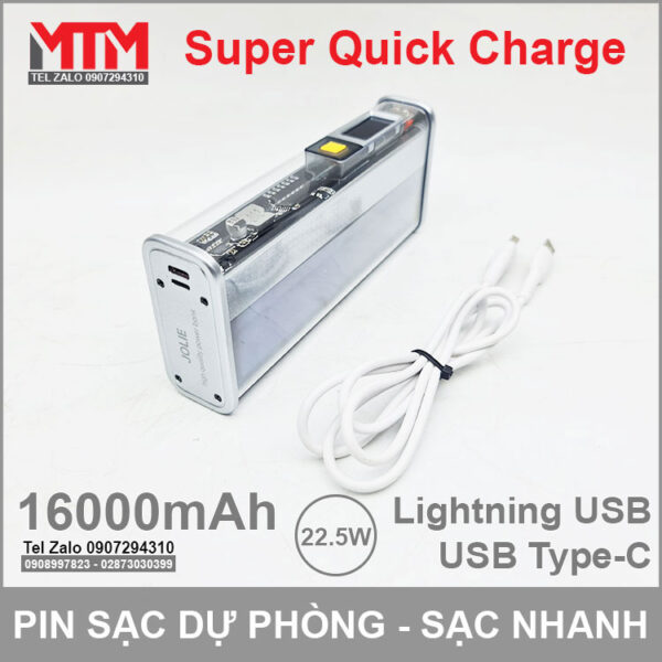 Sạc dự phòng 16000mAh 22.5W - sạc nhanh 2 chiều QC PD 9