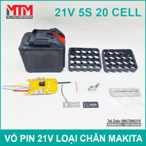 Vỏ pin Makita 18V 21V 20 cell kèm báo pin mạch sạc bảo vệ 80A 13