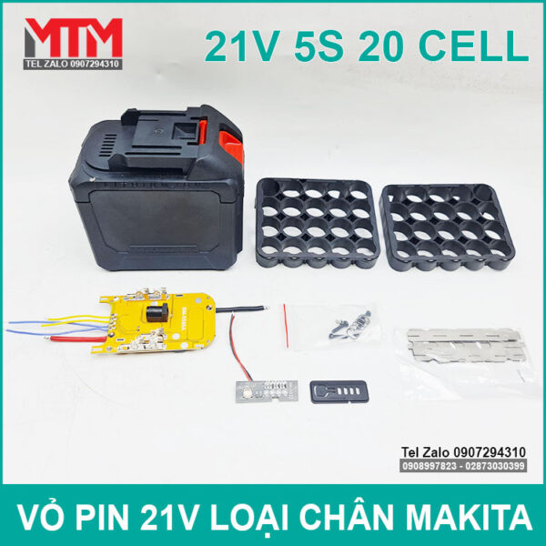 Vỏ pin Makita 18V 21V 20 cell kèm báo pin mạch sạc bảo vệ 80A 7