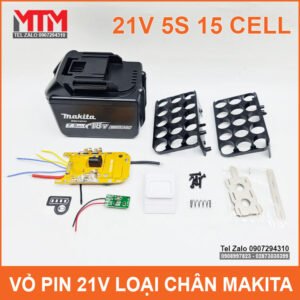 Vỏ pin Makita 18V 21V 15 cell kèm báo pin mạch sạc bảo vệ 80A 14