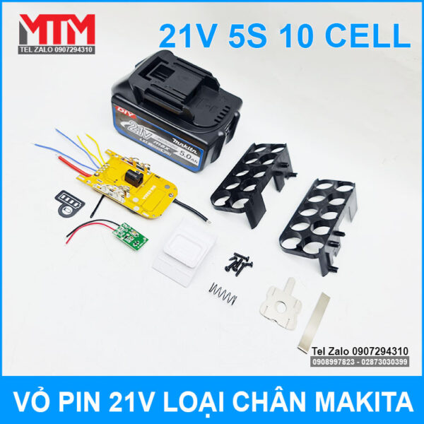 Vỏ pin Makita 18V 21V 10 cell kèm báo pin mạch sạc bảo vệ 80A 4