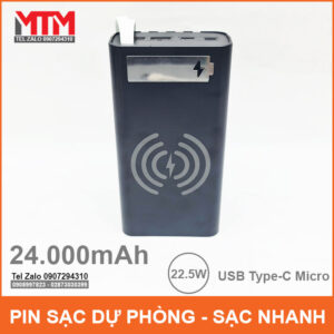 Pin dự phòng 24000mAh sạc không dây 12 Cell 18