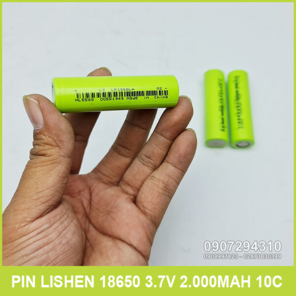 Pin 18650 2000mAh 3.7V 10C Lishen xanh 10