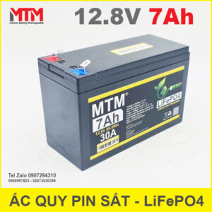 Bình ắc quy pin sắt LiFePo4 12V 7Ah 30A 10