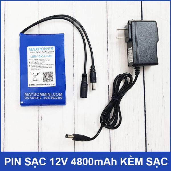 Pin sạc 12V 4800mAh MAXPOWER kèm sạc pin 2