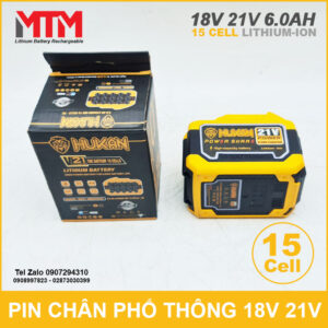 Pin chân phổ thông 18V 21V 6.0Ah 15 cell Hukan 11