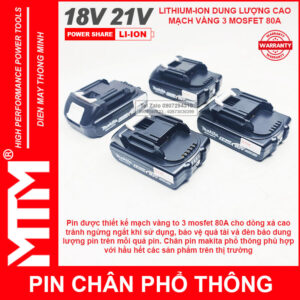 Pin chân phổ thông Makita 18V 21V 2.5Ah 5 cell mạch 80A led báo pin - Cell Samsung 25R 18