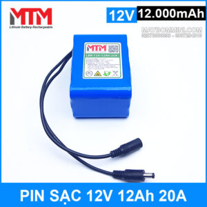 Pin sạc 12V 12Ah 3S chịu tải 20A MTM kèm sạc 13