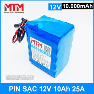 Pin sạc 12V 10Ah 25A 3S MTM kèm sạc 12