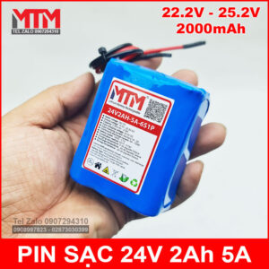 Pin sạc 24V 2Ah 5A 6S MTM 12