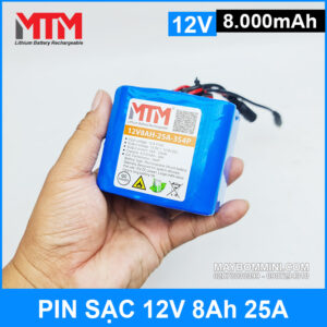 Pin sạc 12V 8Ah 25A 3S MTM 12