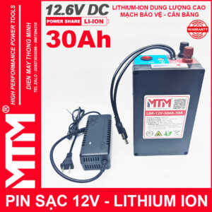 Box pin sạc lithium 12V 30000mAh 30A MTM kèm sạc 23