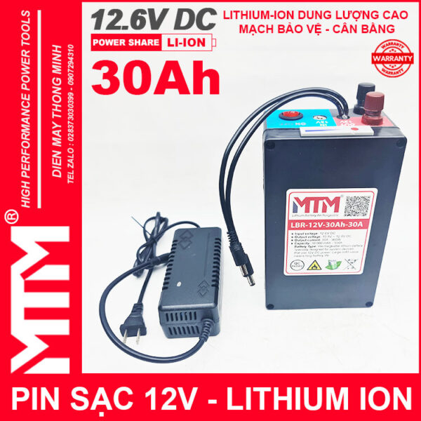 Box pin sạc lithium 12V 30000mAh 30A MTM kèm sạc 11