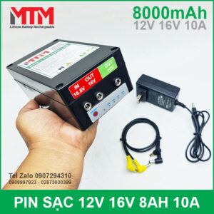 Box pin sạc lithium 12V 16V 8000mAh 10A MTM 11