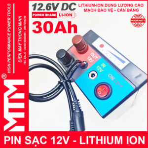 Box pin sạc lithium 12V 30000mAh 30A MTM kèm sạc 24